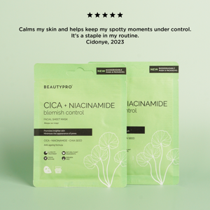 BEAUTY PRO CICA + NIACINAMIDE Facial Sheet Mask - 100% Biodegradable